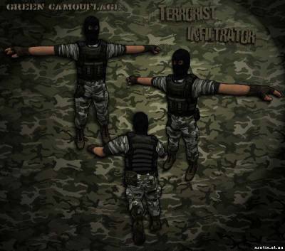 Модель террориста Terrorist Infiltrator- Green Camouflage Unit для cs 1.6
